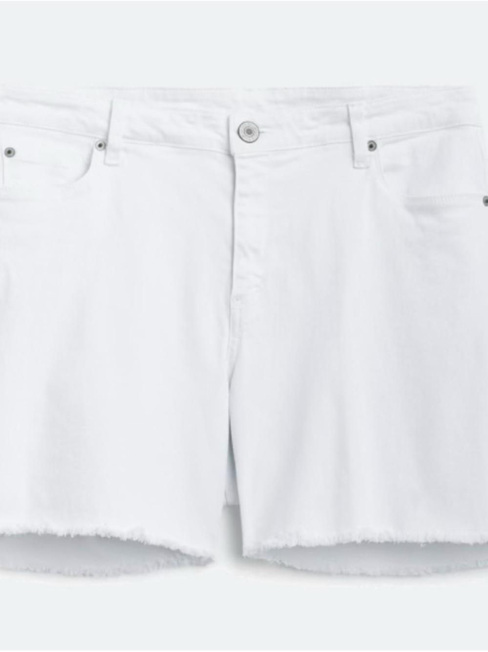 Women's White Frayed Hem Denim Shorts